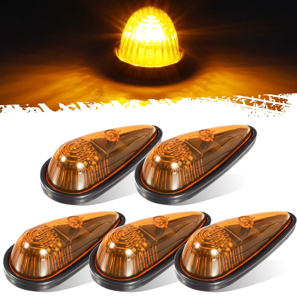 Partsam front view of amber teardrop cab light showing clean fit and improved visibility