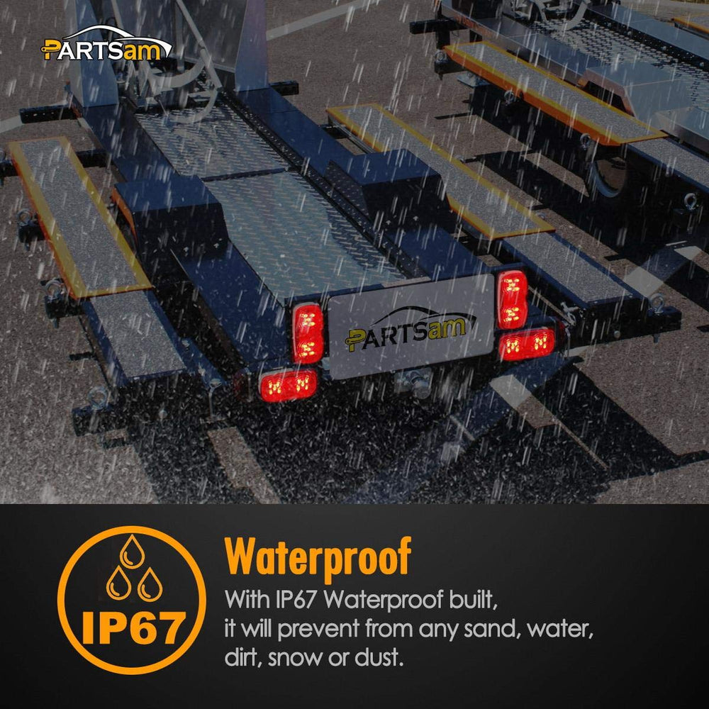 Partsam amber and red lights installed showing clear color differentiation for safety