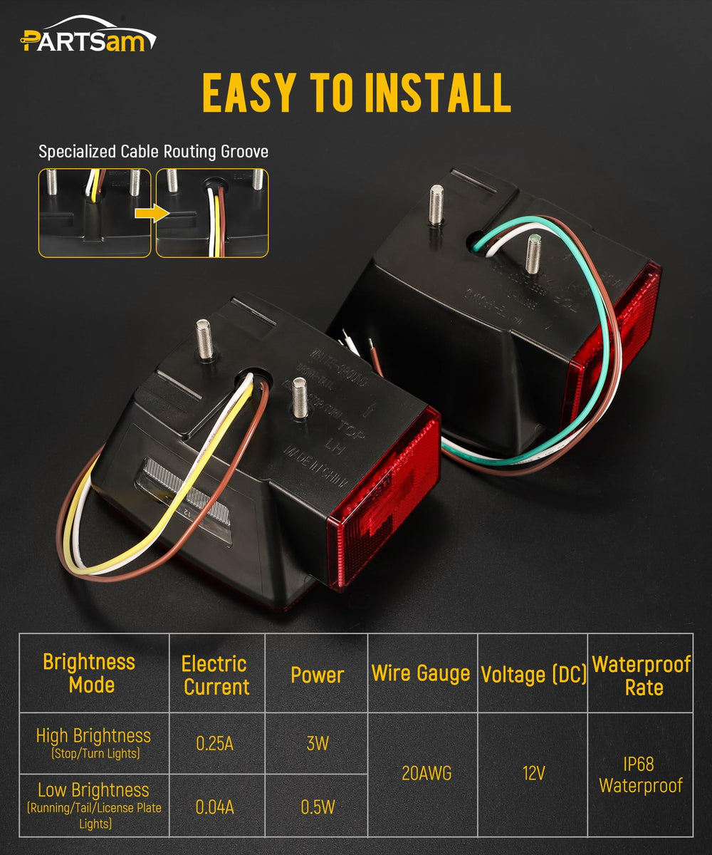 Partsam rear housing and wiring terminals with labeled wires for easy hookup