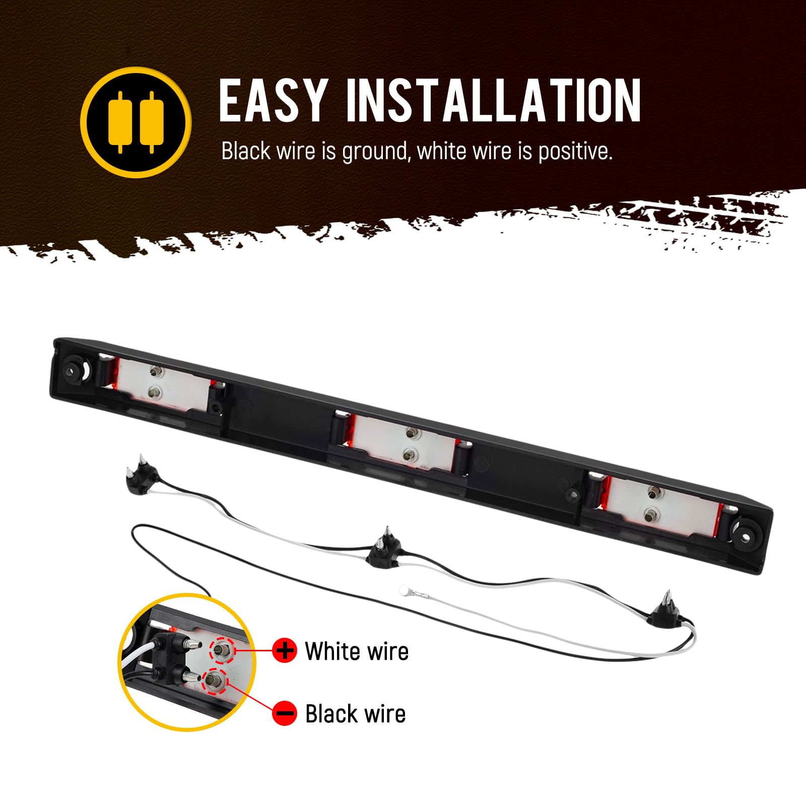 Partsam installed between taillights illustrating an easy fit and enhanced vehicle signaling