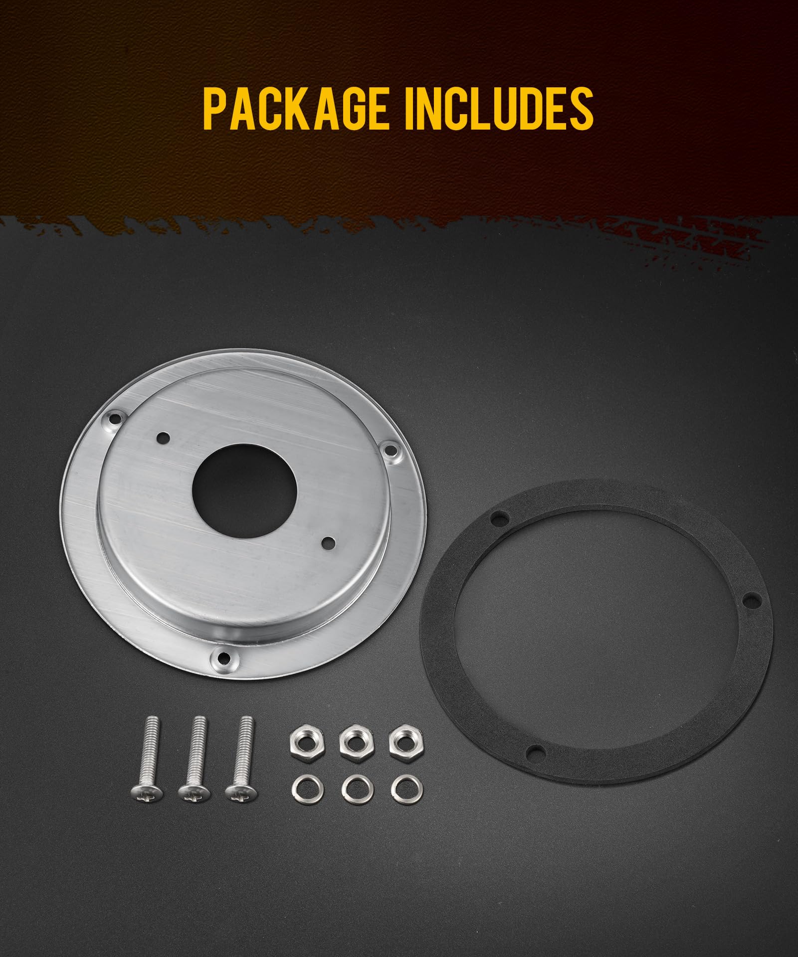 Partsam bezel next to ruler showing compact size and compatibility with 4 inch hole