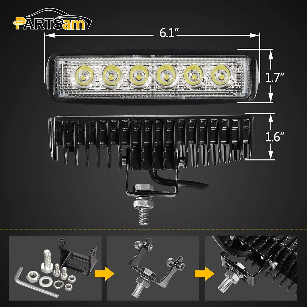 Partsam close-up of LED chips and HD lens highlighting focused output and improved road contrast