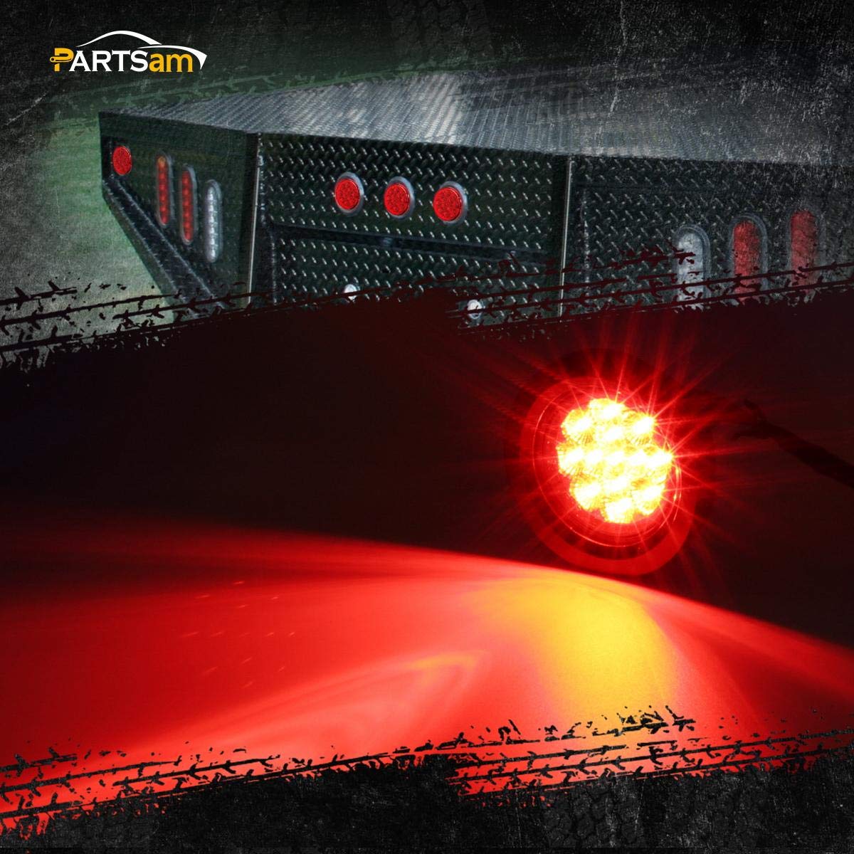 Partsam close-up of 13-LED lens and reflector increasing visible brightness