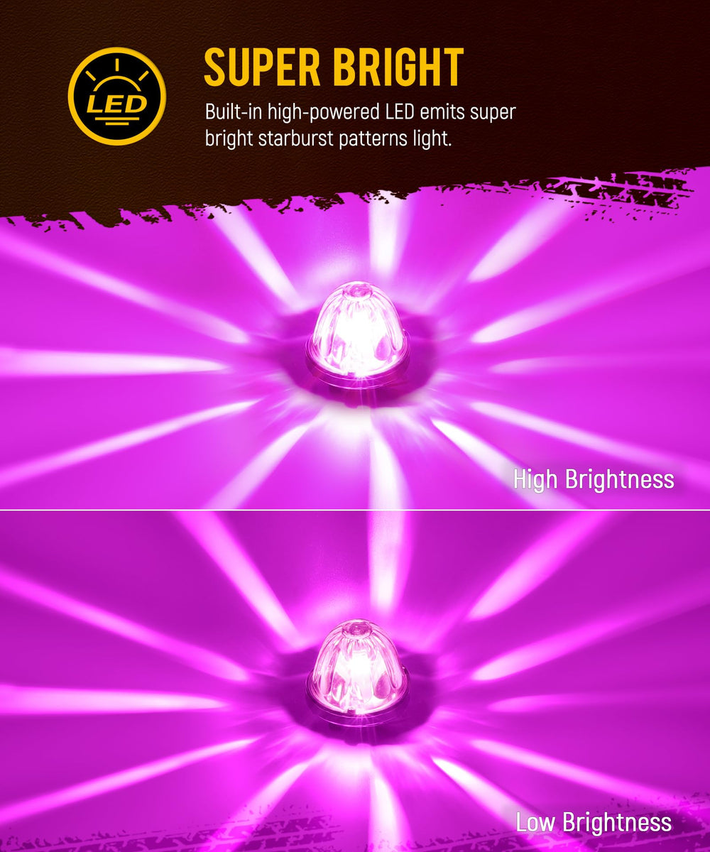 Partsam close-up clear glass lens detail highlighting starburst LED pattern and crisp output