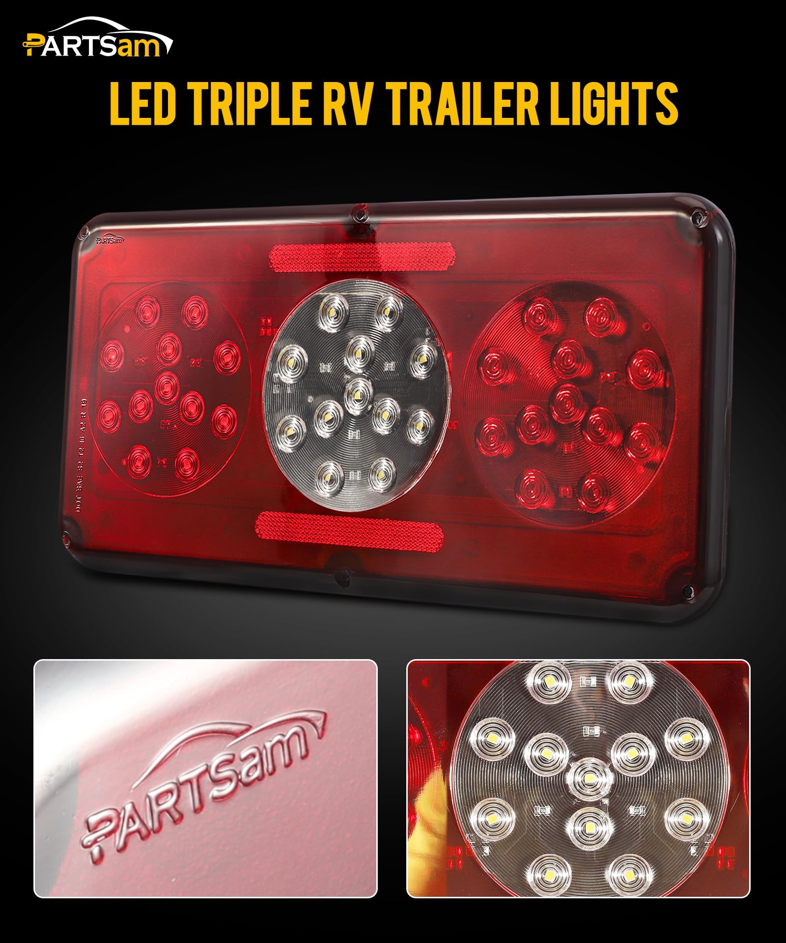Partsam close-up of LED array and reflector detailing improved visibility