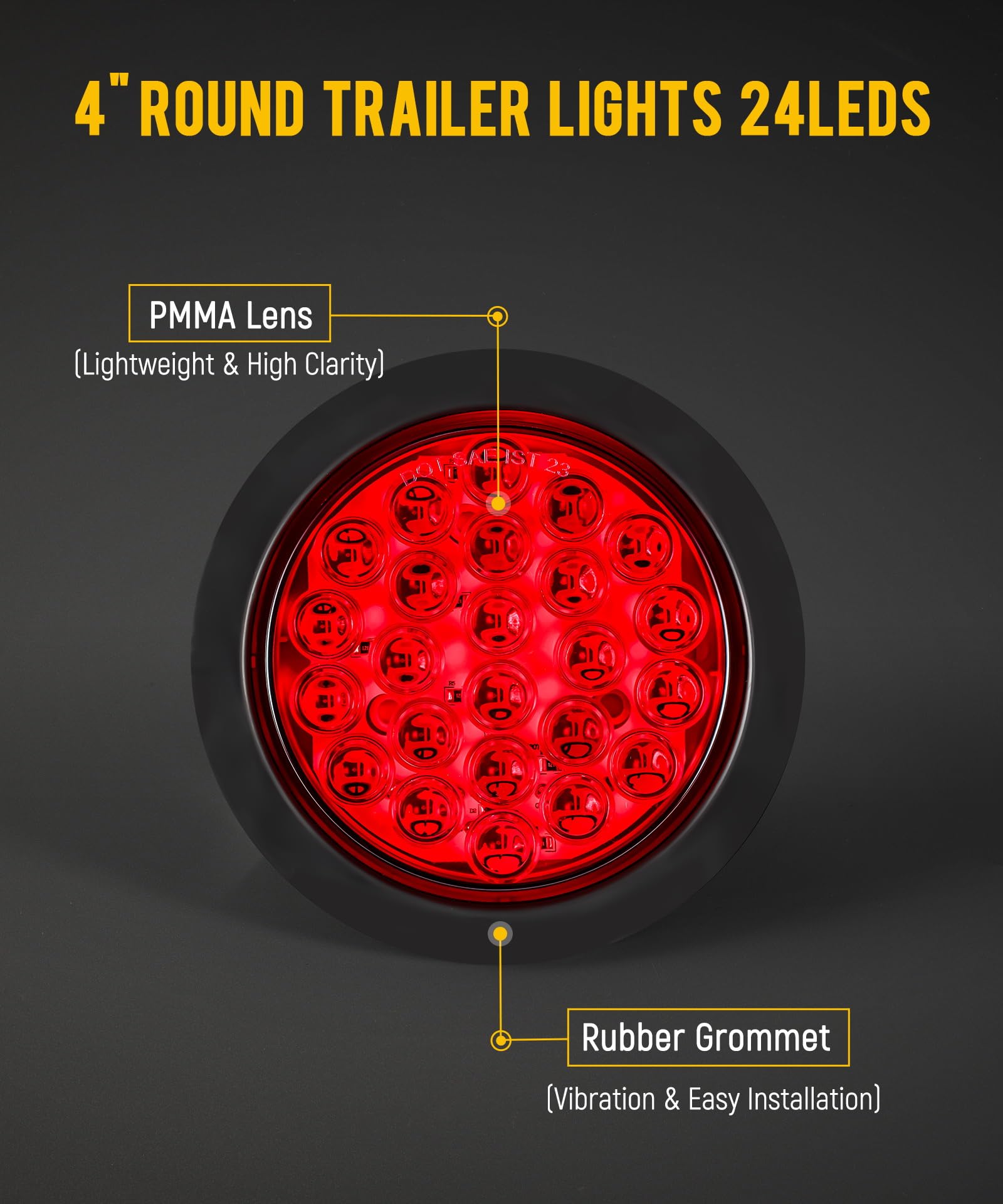 Partsam close-up of 24 LEDs showing bright array for improved road signaling