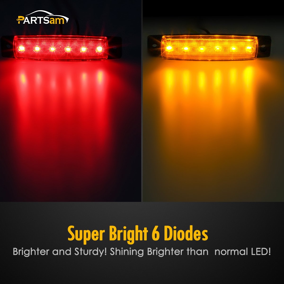 Partsam closeup of the six LEDs showing bright, consistent illumination