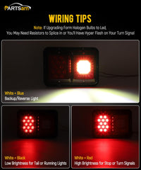Partsam closeup of lens and reflector showing LED array and built-in reflector for safety