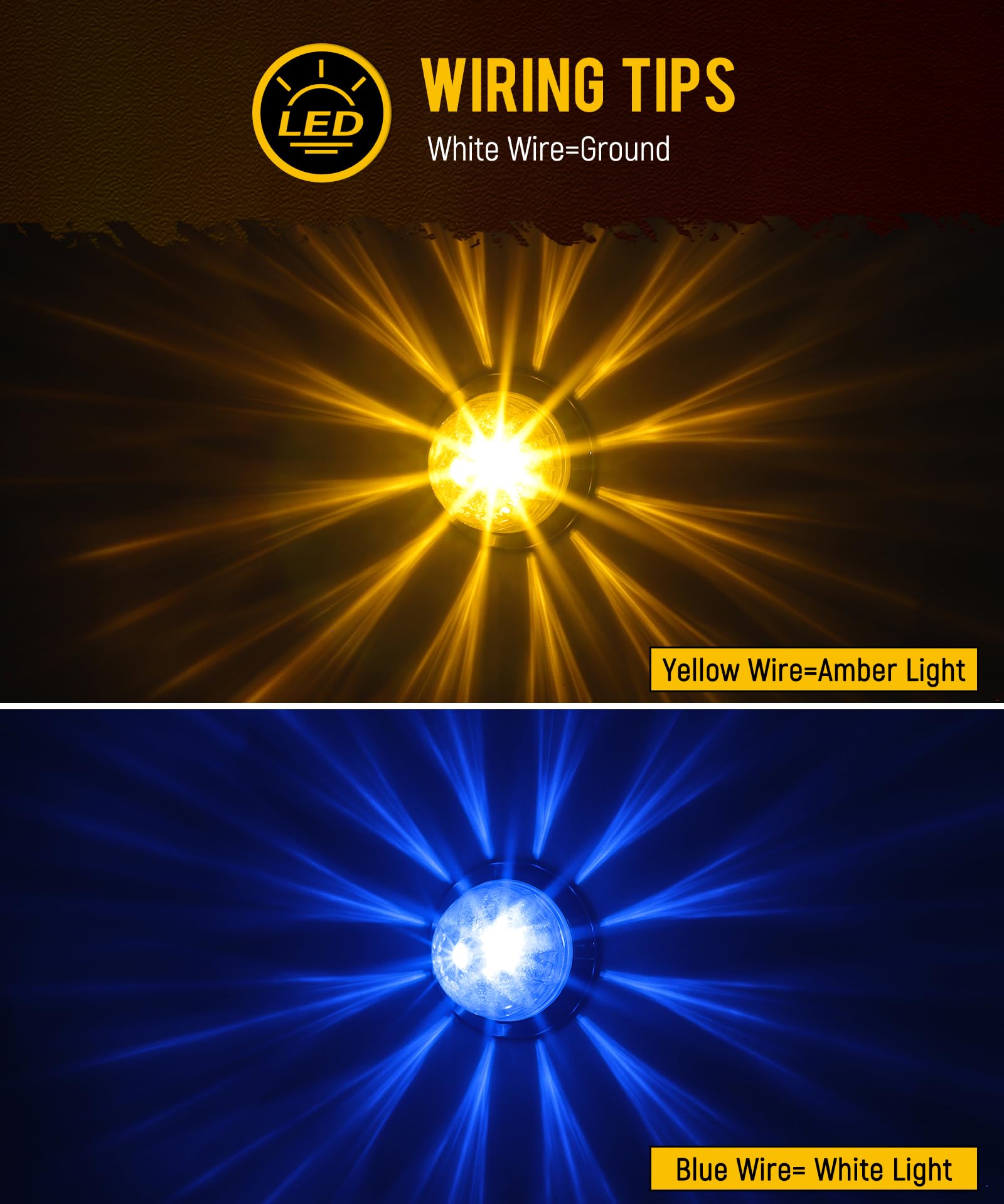 Partsam close-up of the transparent lens and SMD LED beads highlighting durable optics and bright output