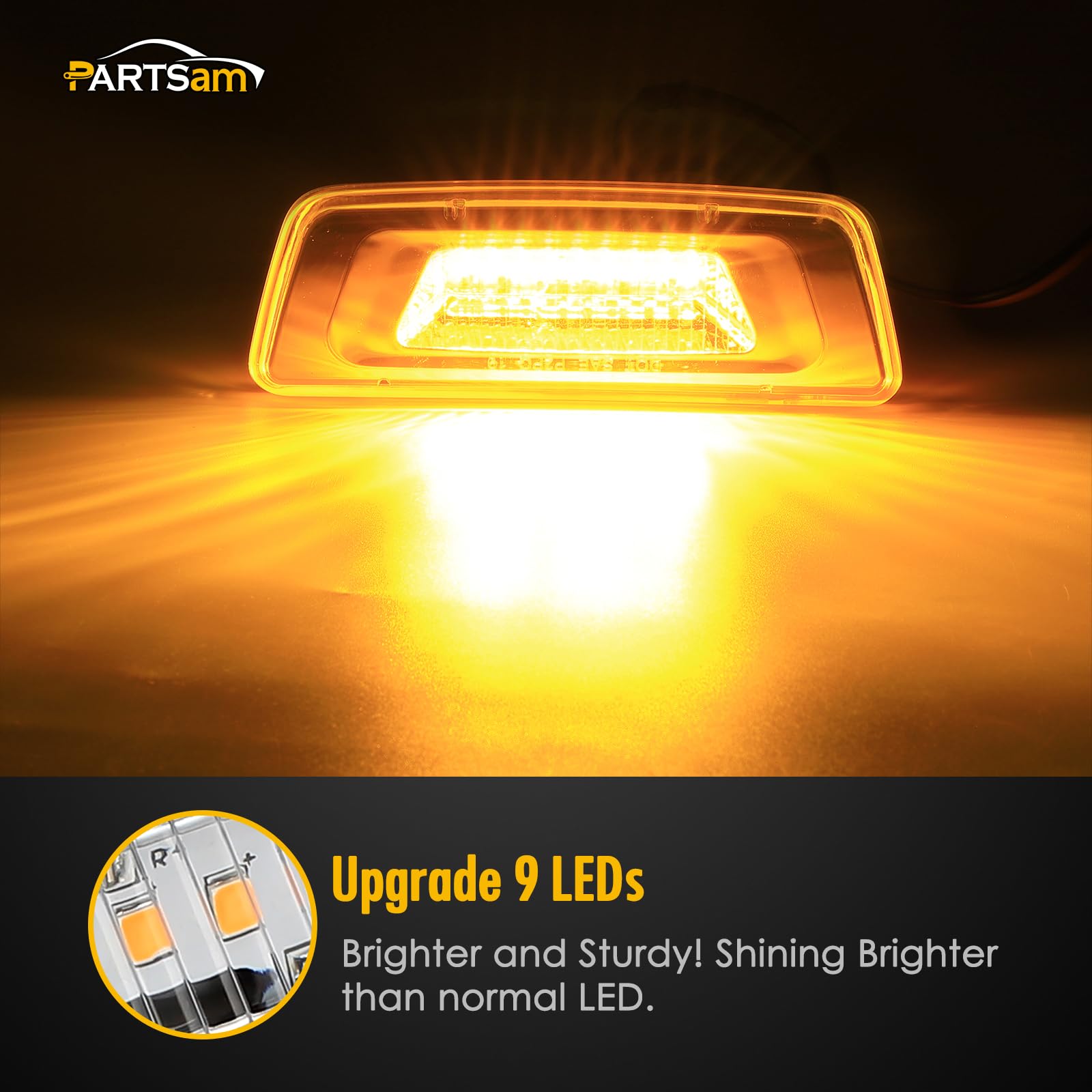 Partsam close-up of polycarbonate lens texture highlighting durability and UV resistance benefit
