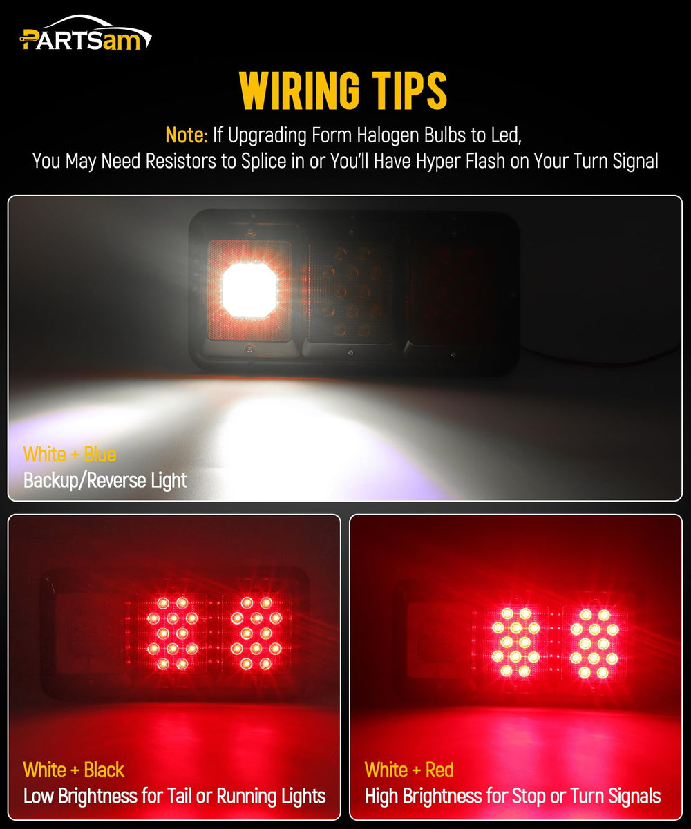 Partsam close-up of red and clear lenses for improved visibility detail