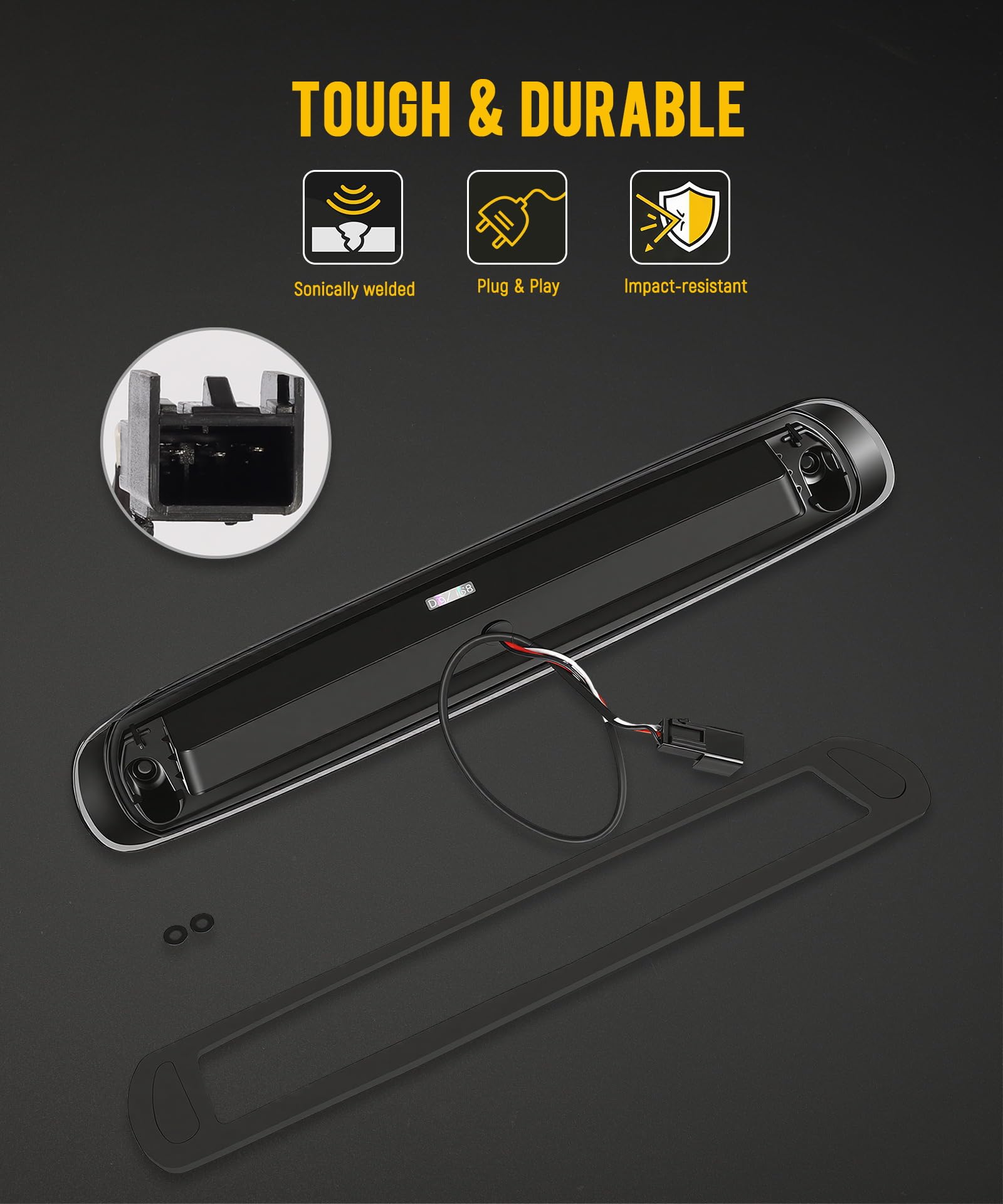 Partsam foam gasket included with light showing waterproofing and simple installation benefit