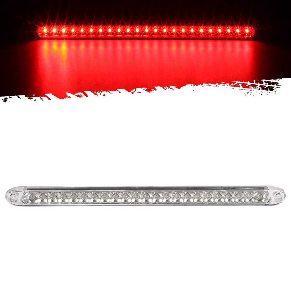 Partsam front view clear lens showing compact design and bright red LEDs for better visibility