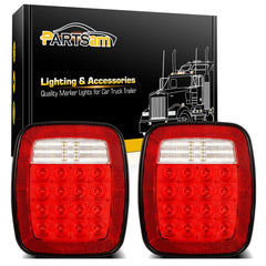 Partsam front view of paired combination tail lights showing LEDs and lens for clear signaling