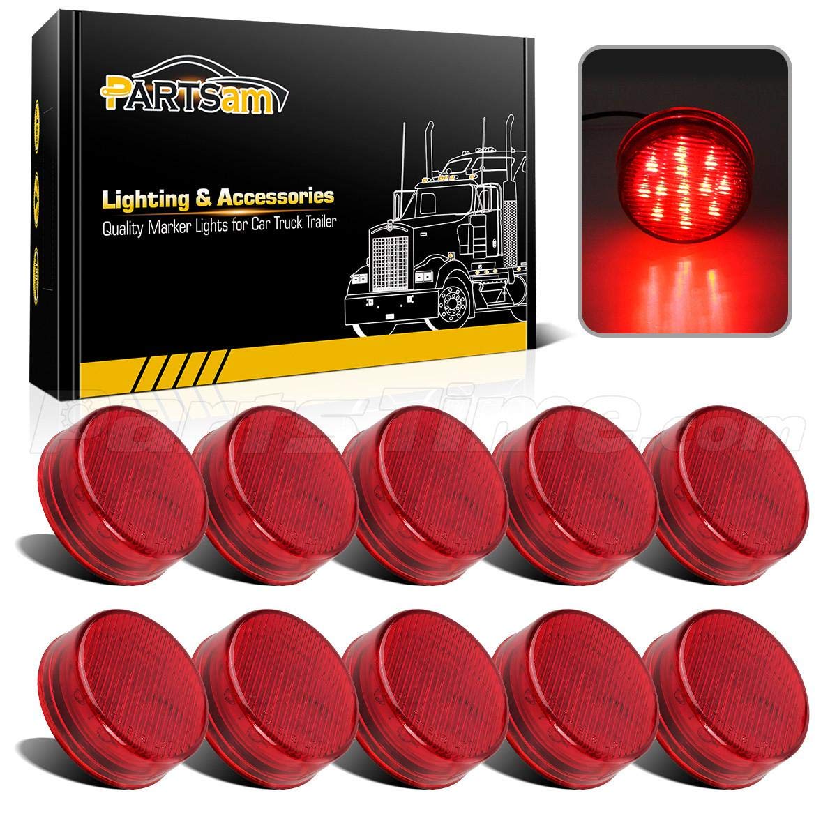 Partsam front view red marker light showing clear lens and bright visibility