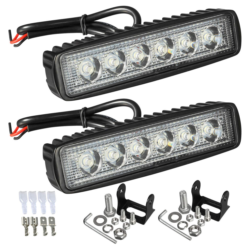 Partsam front-facing 6-inch light pair showing bright beam and compact design for enhanced visibility