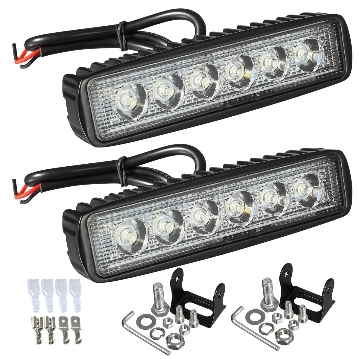 Partsam front-facing 6-inch light pair showing bright beam and compact design for enhanced visibility