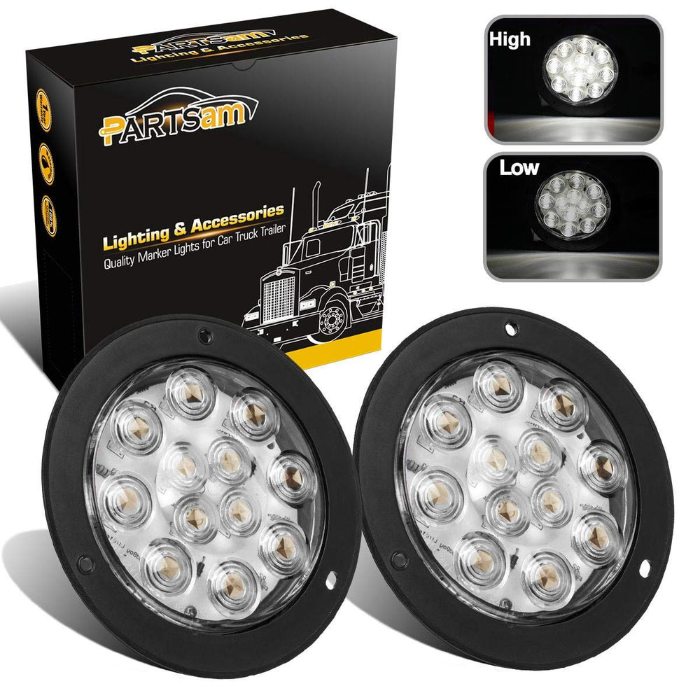 Partsam front view showing 12 LEDs and clear lens for brighter reversing