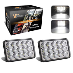 Partsam front view 4x6 LED headlight showing bright lens and improved visibility