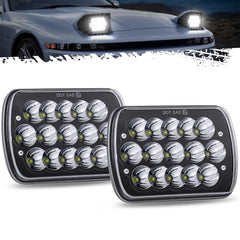Partsam front view 7x6 LED headlight showing bright DRL and clear optics for improved visibility