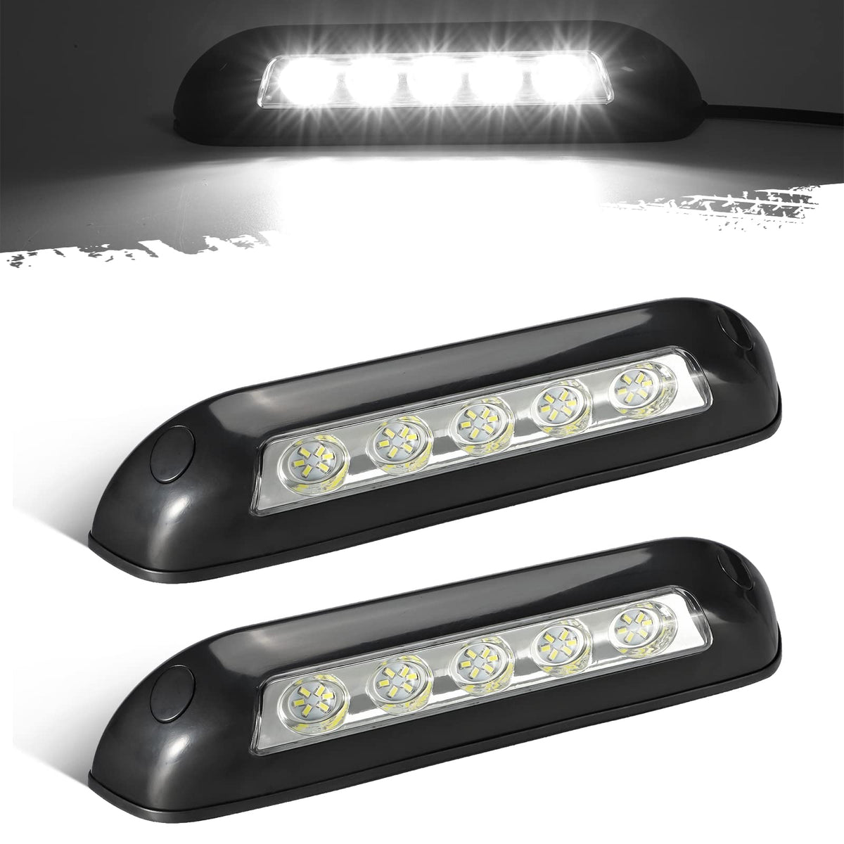 Partsam front view of 8-inch porch light pack showing compact housing and clean finish
