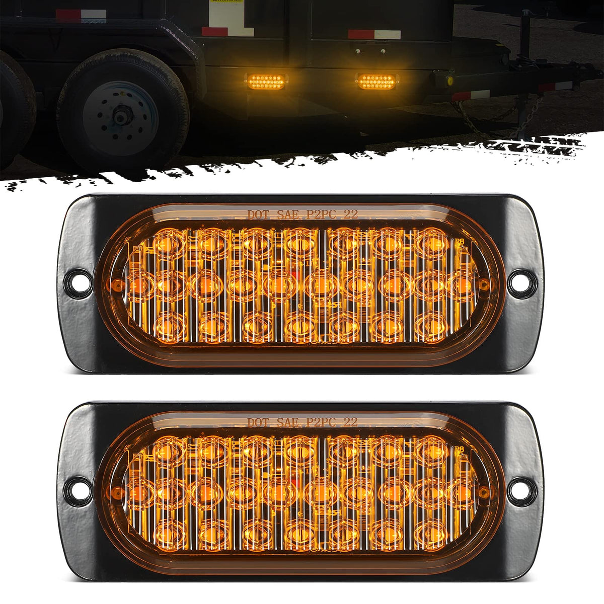 Partsam front view amber marker pair showing bright LEDs for improved visibility