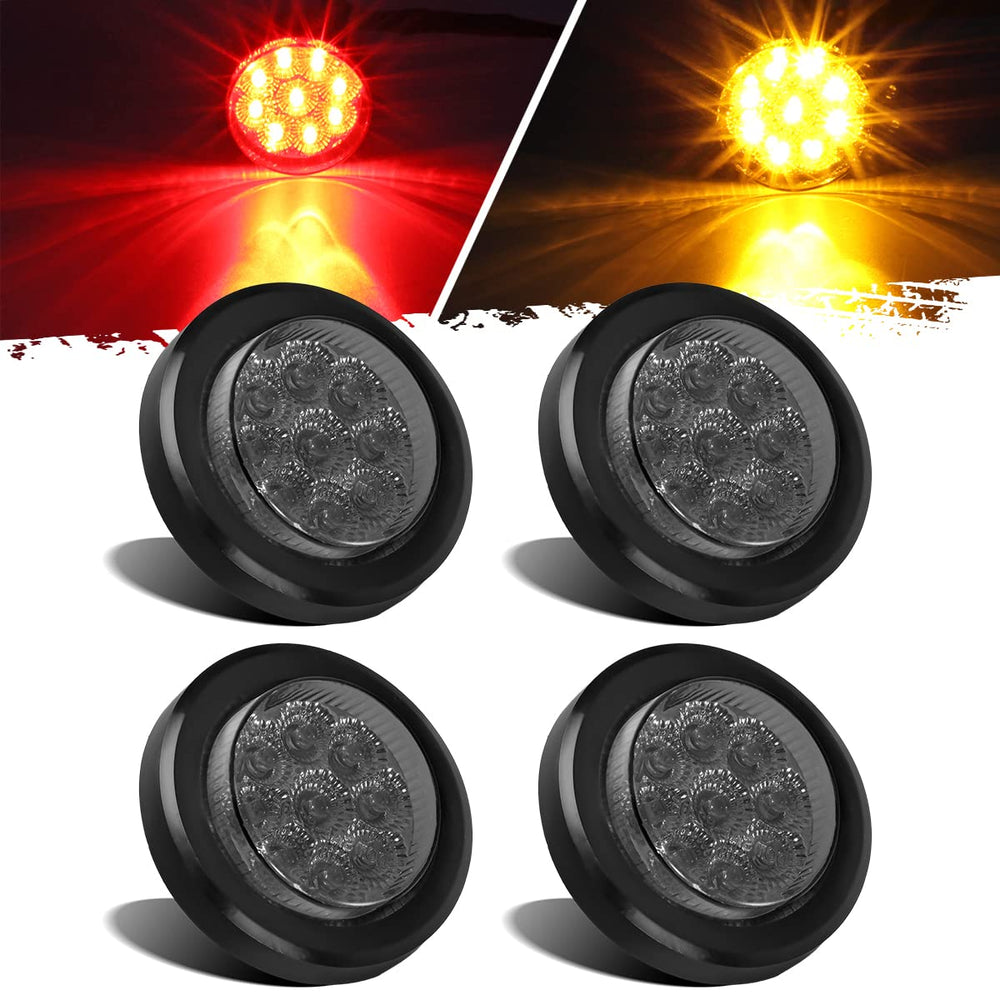 Partsam front view of four lights showing compact size and mixed colors for visibility