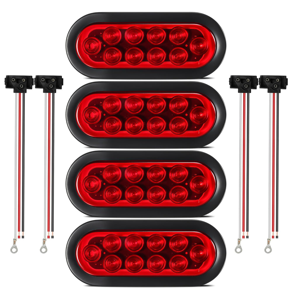 Partsam front view of oval red LED light showing bright lamp face and visibility benefit