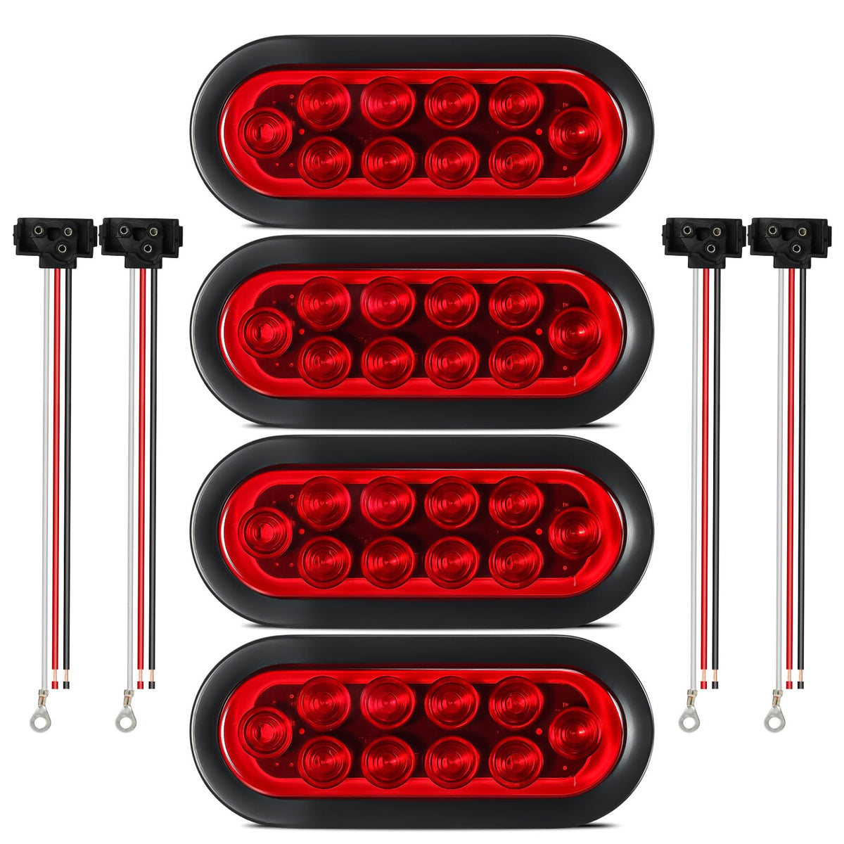 Partsam front view of oval red LED light showing bright lamp face and visibility benefit