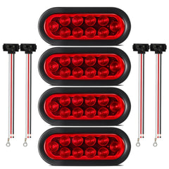 Partsam front view of oval red LED light showing bright lamp face and visibility benefit