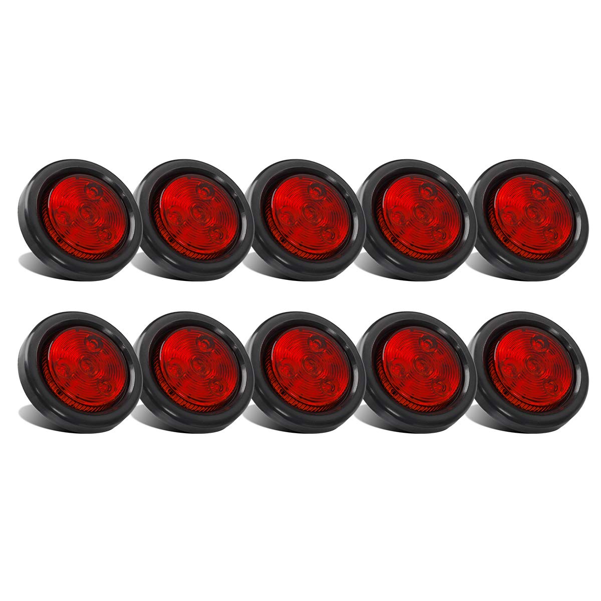 Partsam front view red clearance light showing bright LEDs and DOT lens for increased visibility