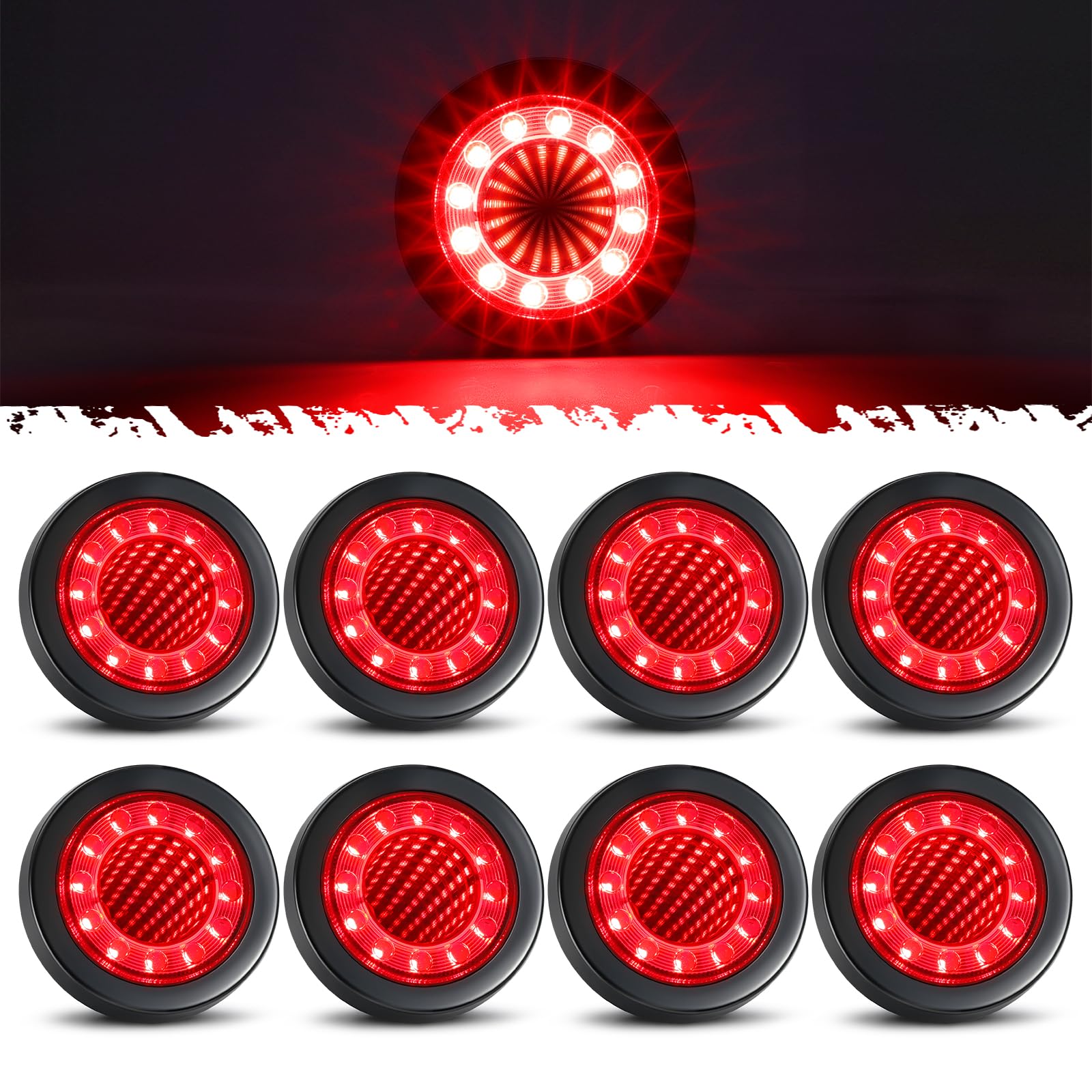 Partsam front view red marker light showing bright visibility benefit