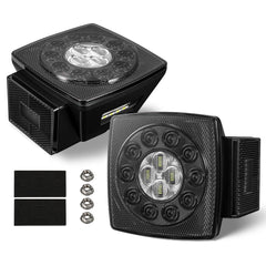 Partsam front view square LED trailer light showing clear lens and bright signals benefit visibility