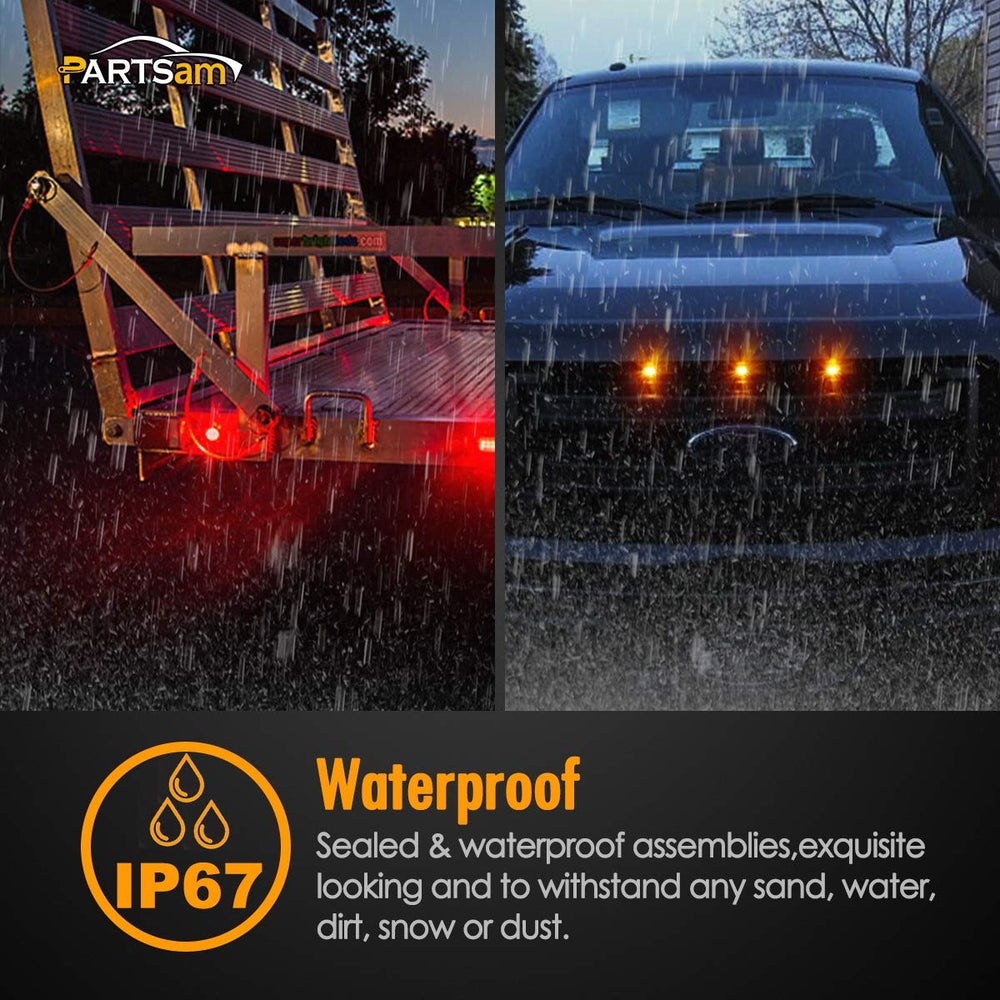 Partsam group lights illuminated at night showing clear red visibility and brightness