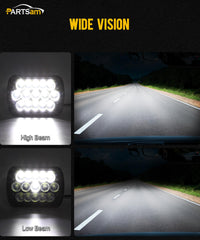 Partsam headlight installed on a Jeep Wrangler demonstrating easy fit and modernized appearance