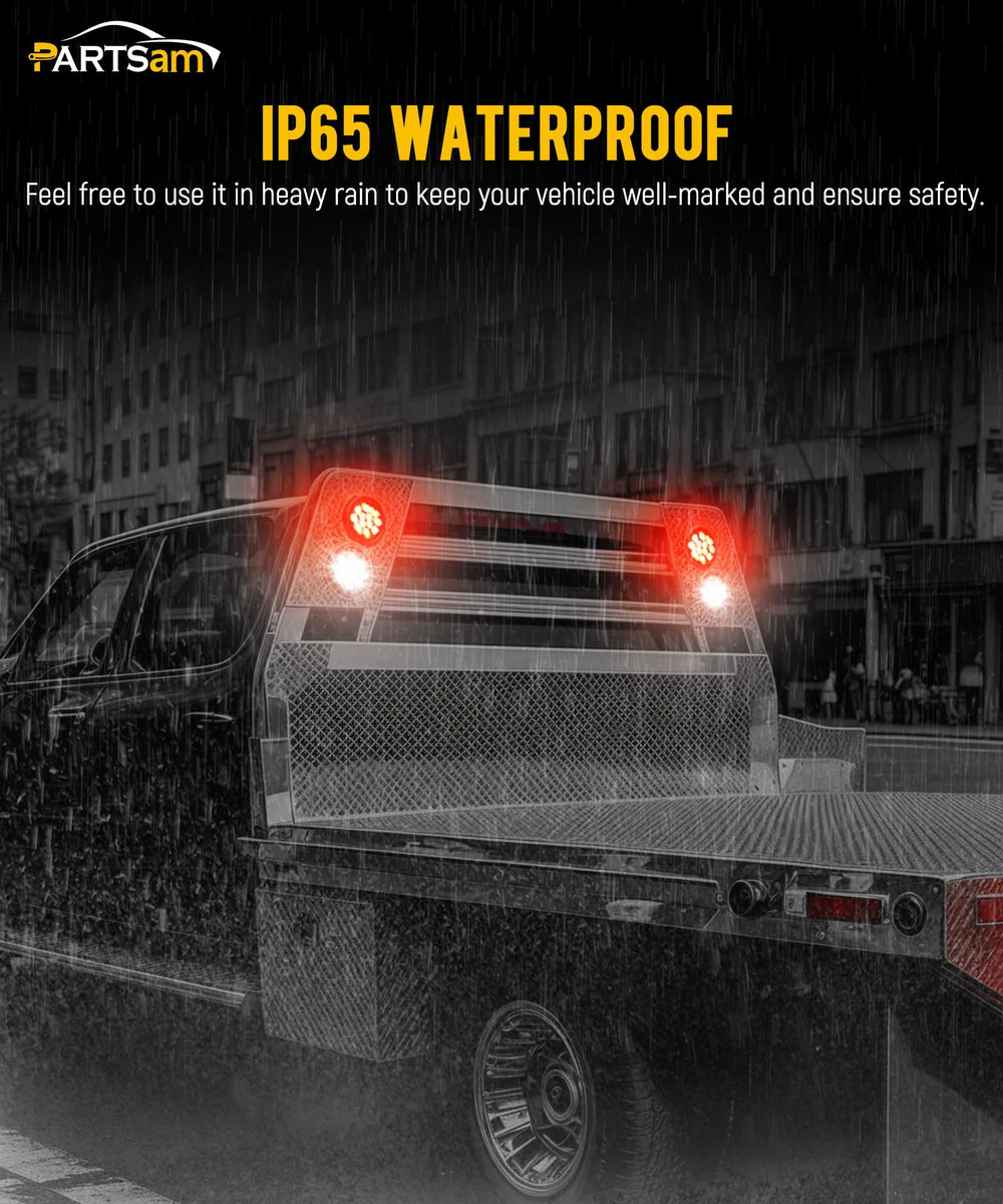 Partsam installed on trailer showing secure flange mount and visibility