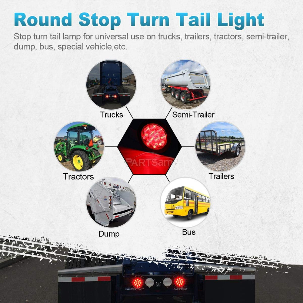Partsam installed on trailer showing bright red taillight visibility for safety