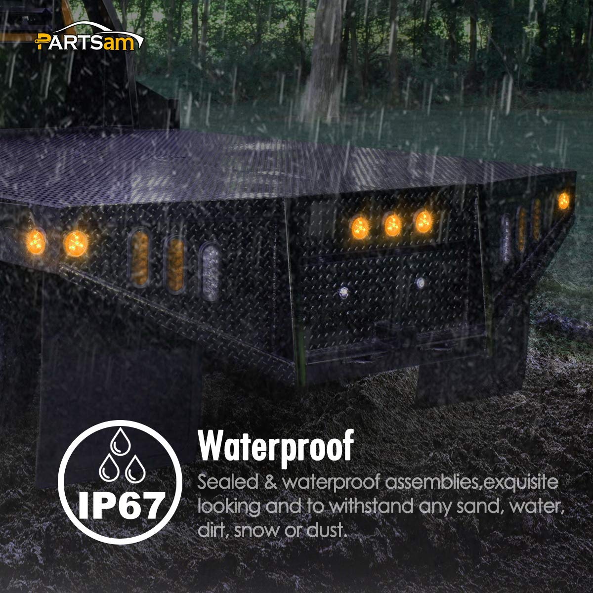 Partsam installed on RV side showing real-world placement benefit improved nighttime safety