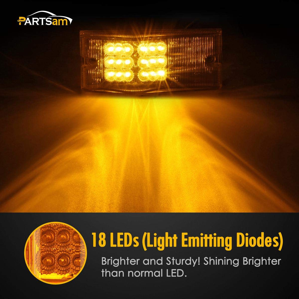 Partsam close-up of 18 LED array revealing sealed lens and chip detail for long-lasting brightness