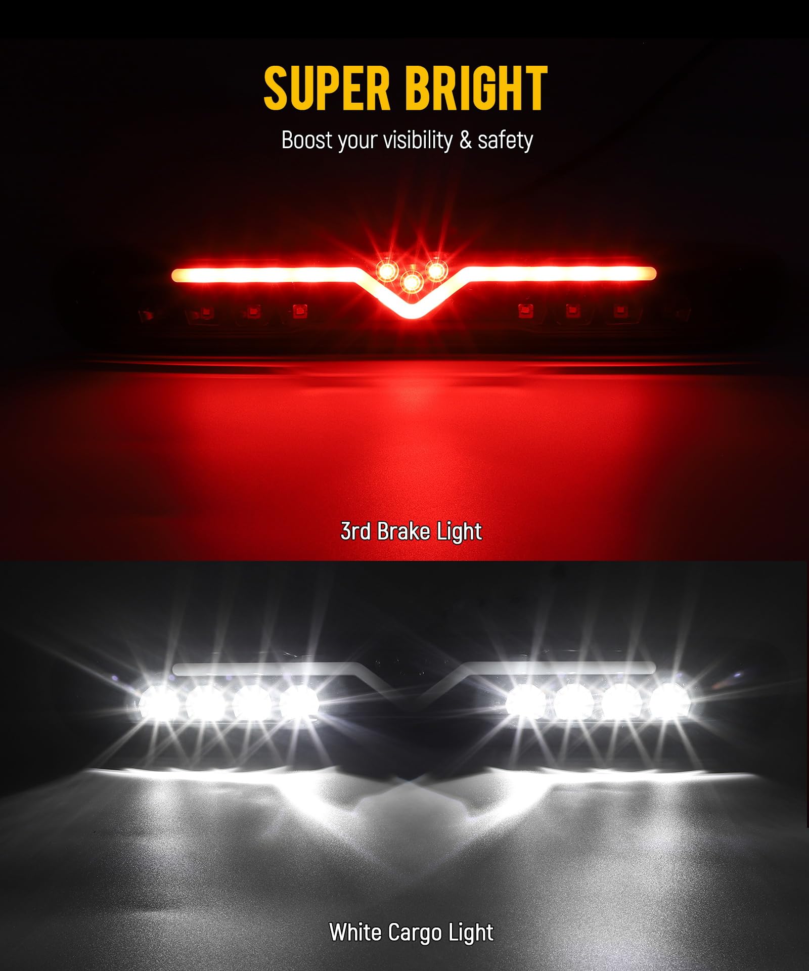 Partsam detailed shot of LED array demonstrating bright, consistent brake illumination