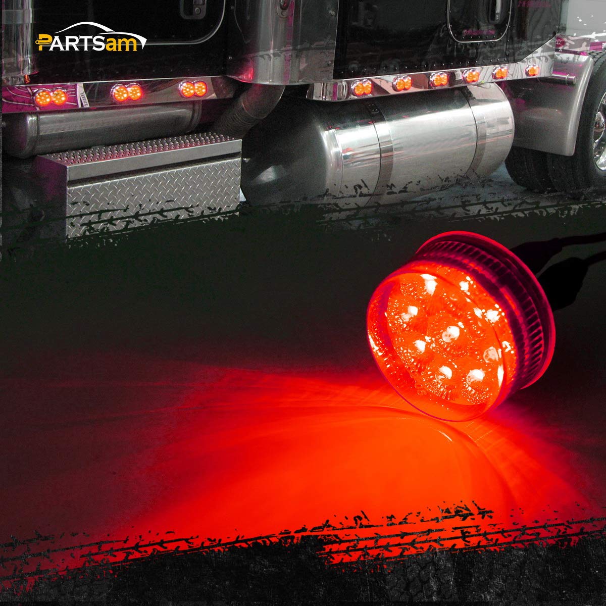 Partsam close-up of faceted reflector and 9 LEDs enhancing light output