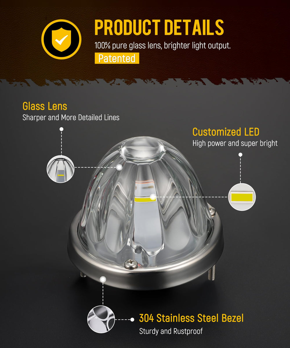Partsam glass lens texture detail highlighting thick glass and crisp beam benefit sharper illumination