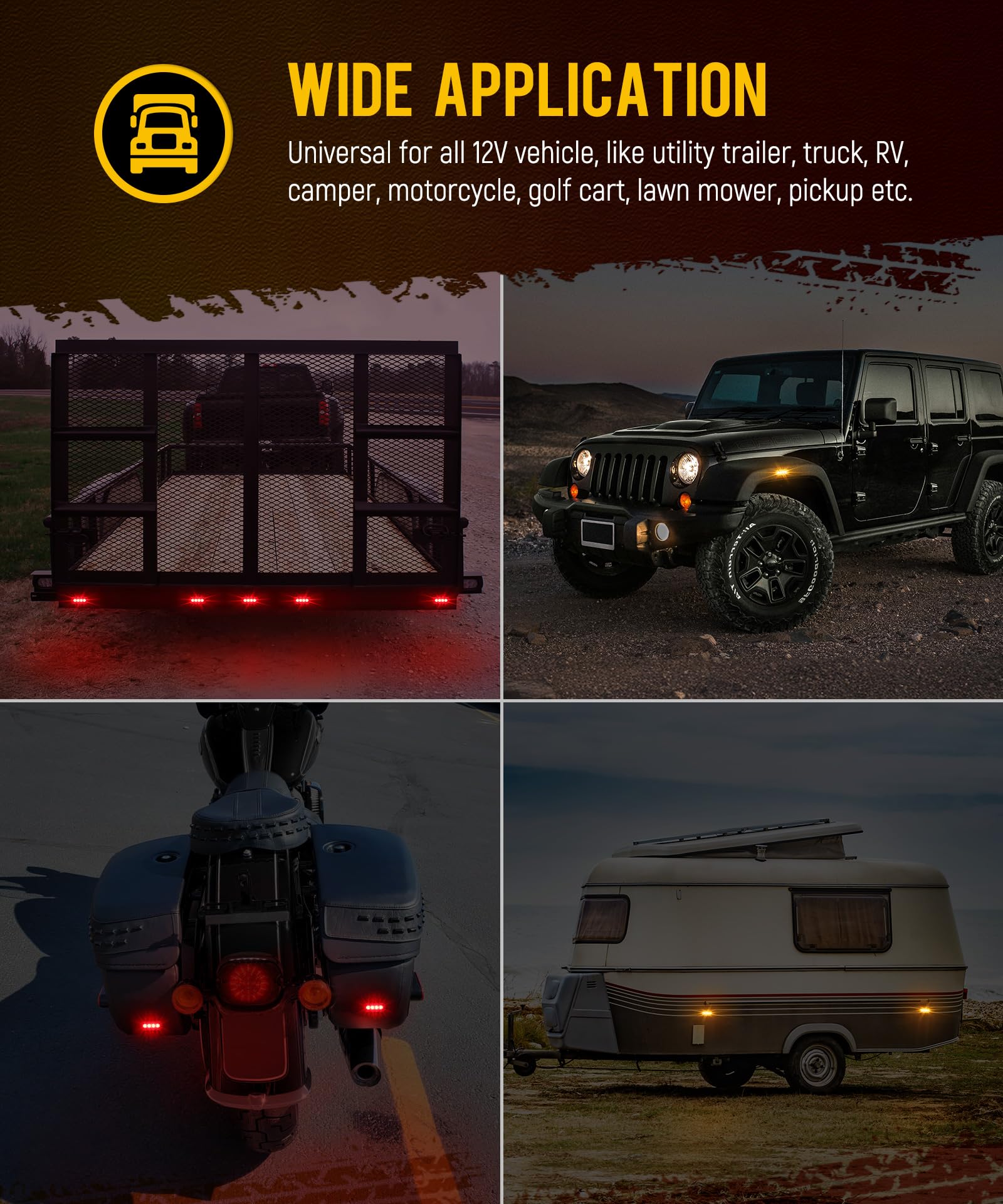Partsam evening RV scene showing lights improving roadside visibility and safety