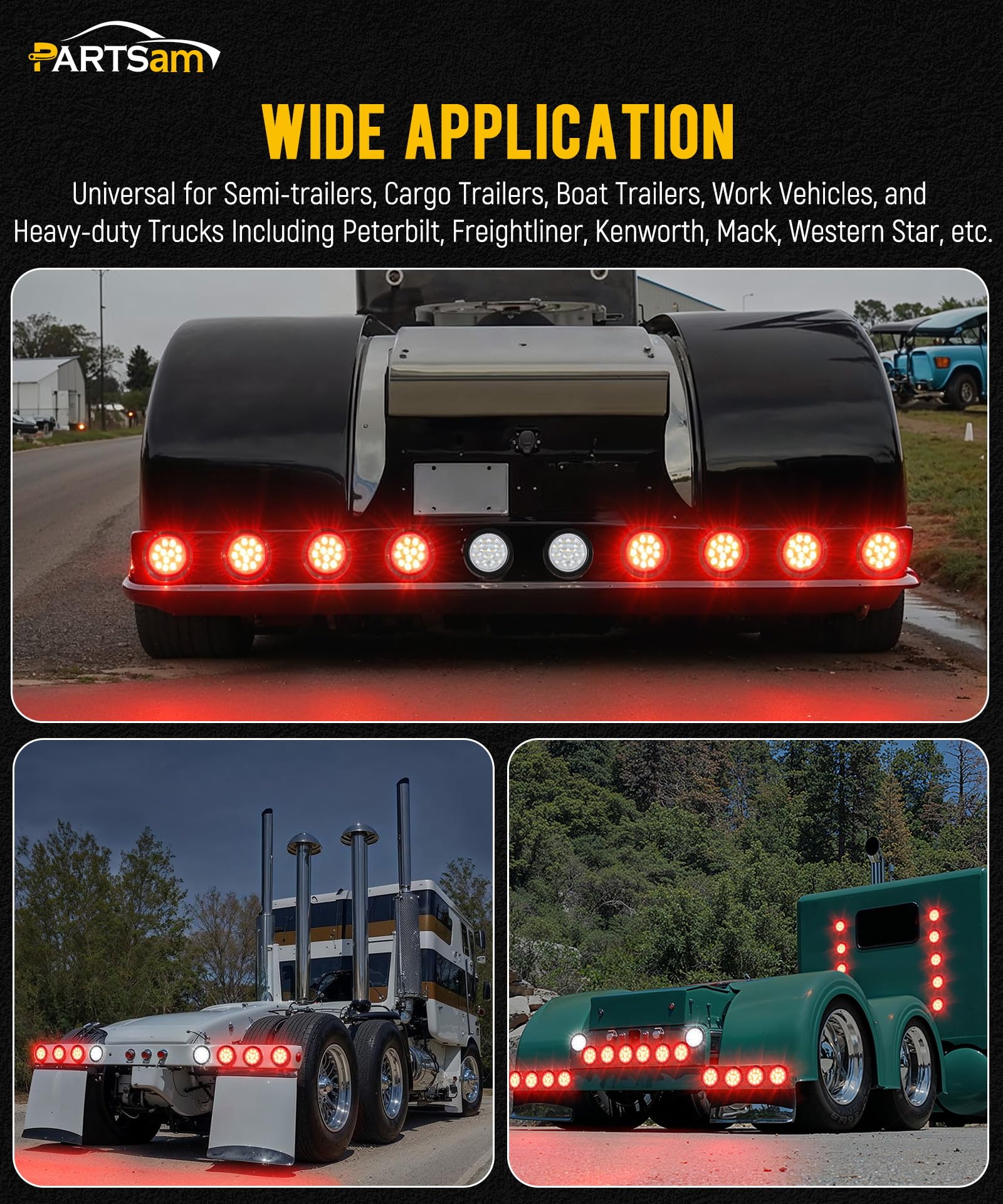 Partsam on truck at dusk with lights illuminated showing enhanced visibility benefit