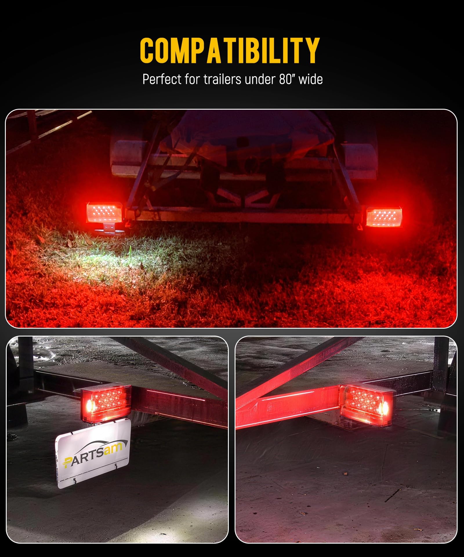 Partsam illuminated tail lights at night improving visibility