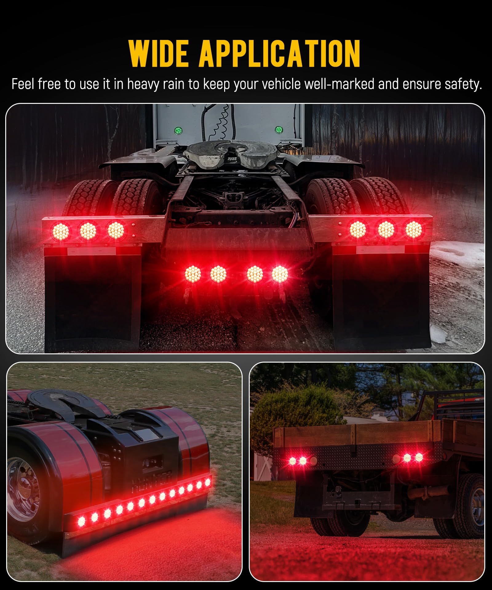Partsam illuminated lights at night showing strong brake and tail visibility