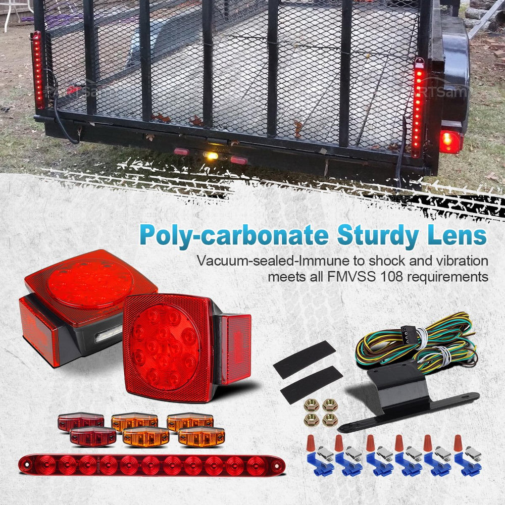 Partsam mini oval side markers grouped showing clear red and amber visibility