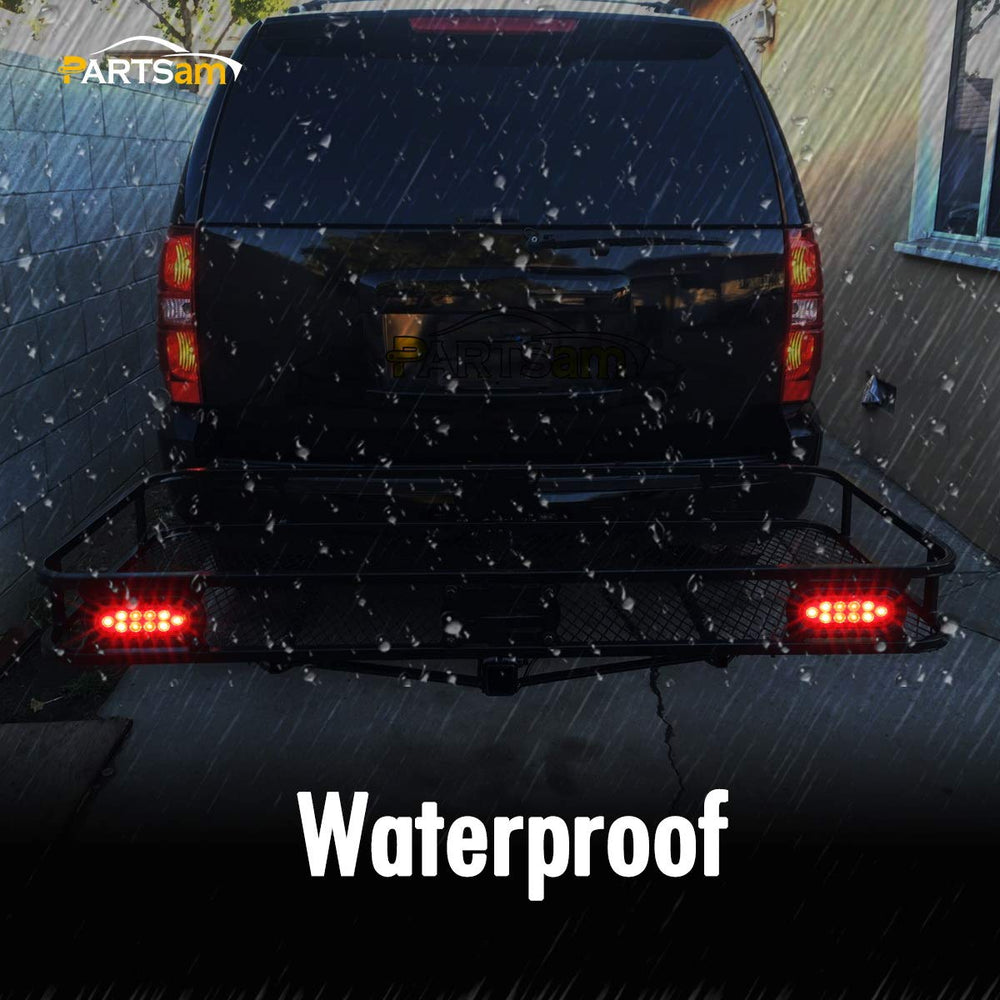 Partsam mounted on a hitch cargo carrier restoring rear signaling