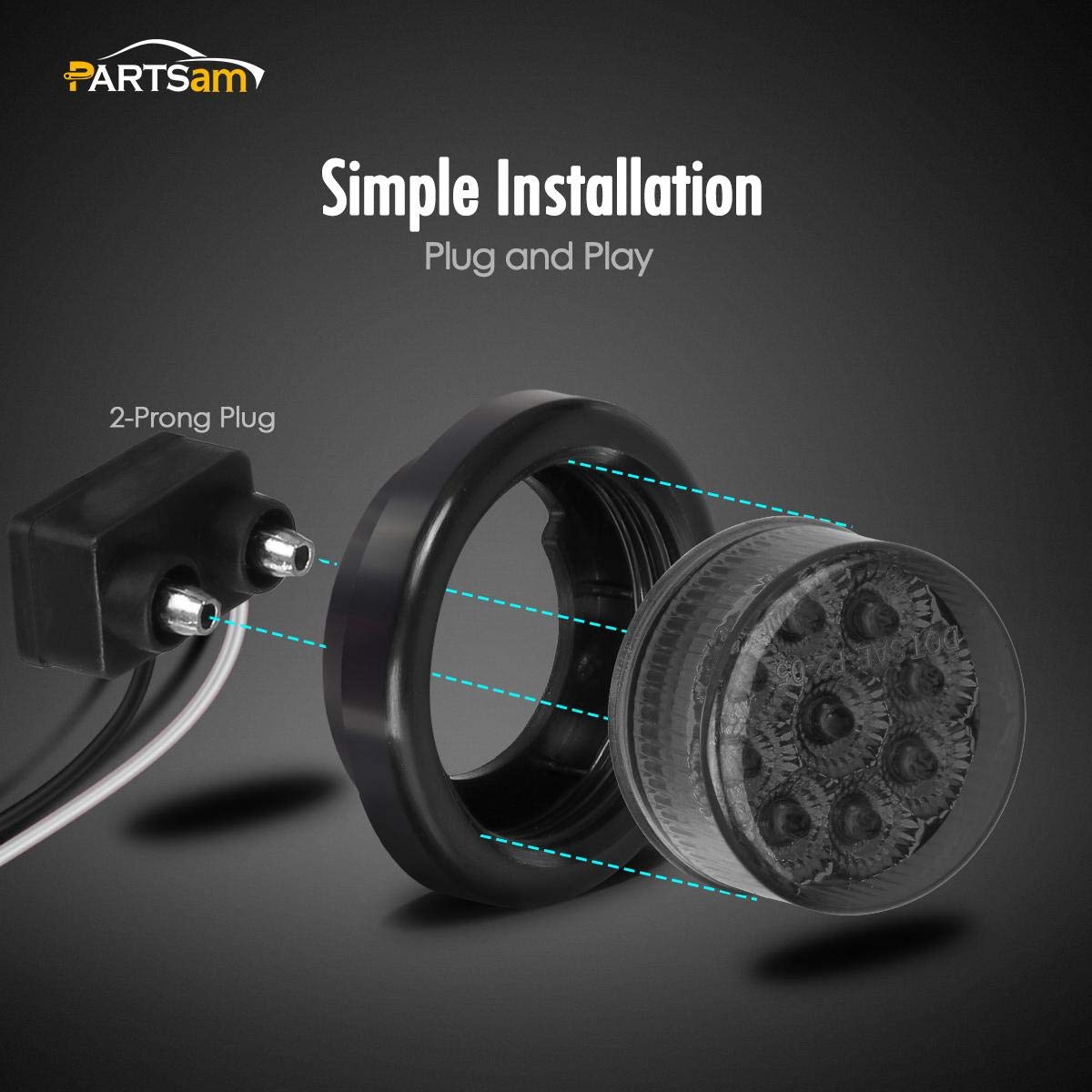 Partsam installed on trailer side demonstrating flush mount and true size scale