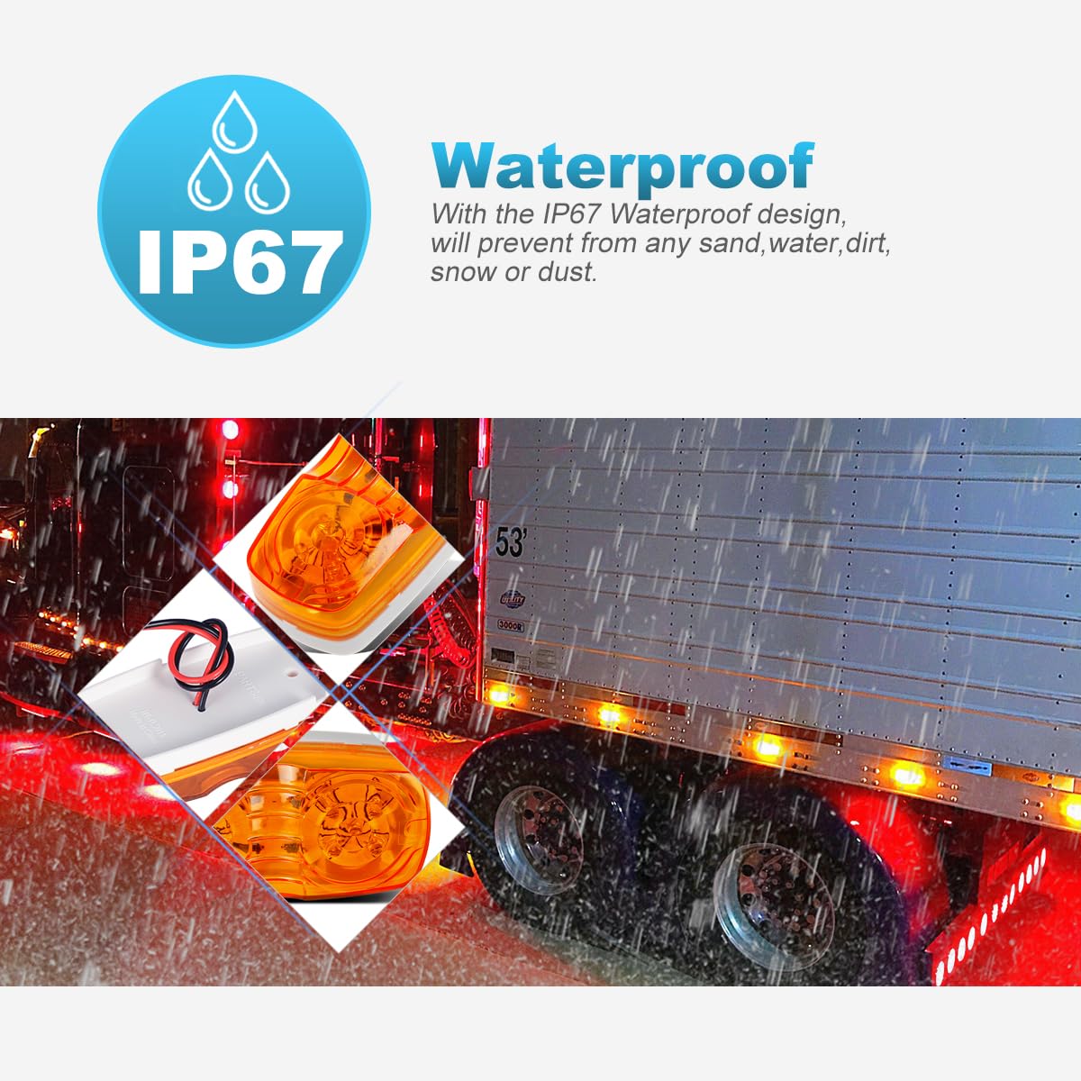 Partsam mounted on trailer side demonstrating clear identification lighting